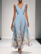 Dayana - Women's Floral V-Neck Sleeveless Maxi Dress