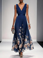 Dayana - Women's Floral V-Neck Sleeveless Maxi Dress
