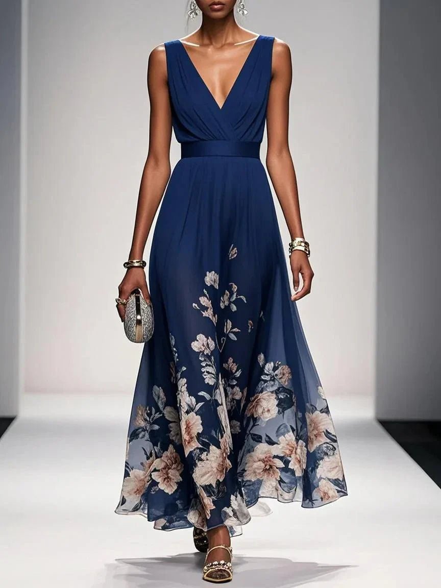 Dayana - Women's Floral V-Neck Sleeveless Maxi Dress