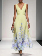 Dayana - Women's Floral V-Neck Sleeveless Maxi Dress
