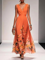 Dayana - Women's Floral V-Neck Sleeveless Maxi Dress