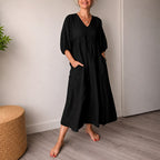 Deirdre - Women's Cotton Linen Puff Sleeve Boho Summer Dress 2