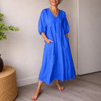 Deirdre - Women's Cotton Linen Puff Sleeve Boho Summer Dress 3