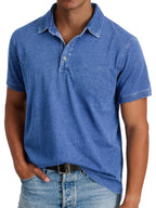 Derek - Men's Washed Polo Shirt with Notch Collar