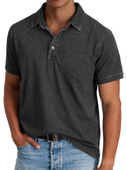 Derek - Men's Washed Polo Shirt with Notch Collar