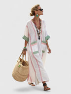 Dorothea - Women's Striped V-Neck Maxi Dress