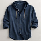 Eithan - Men's Cotton Hooded Button-Up Shirt 1