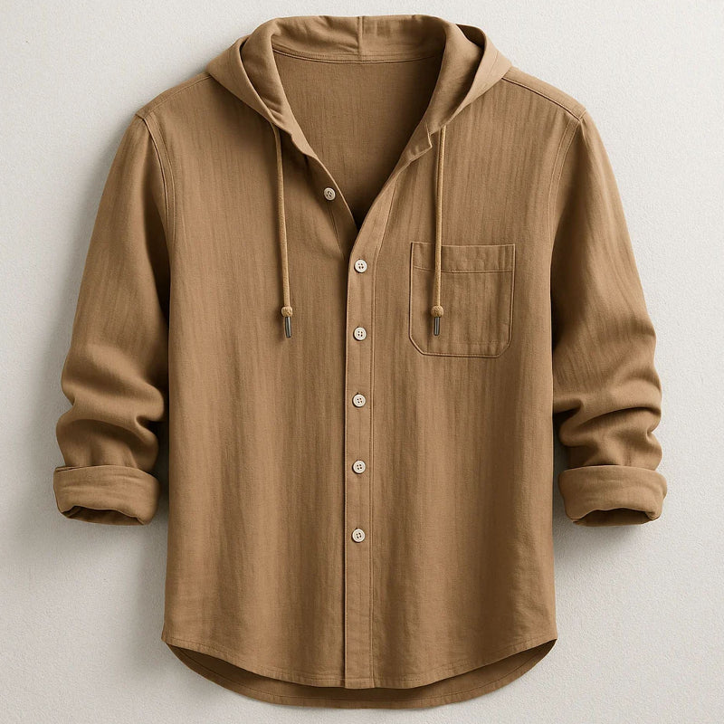 Eithan - Men's Cotton Hooded Button-Up Shirt 3