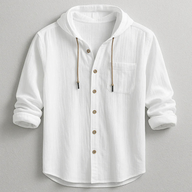 Eithan - Men's Cotton Hooded Button-Up Shirt 5