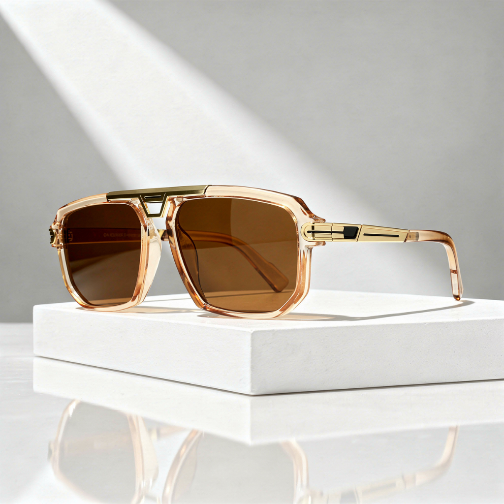 Formentera - Oversized Square Sunglasses with Gold Metal Bridge
