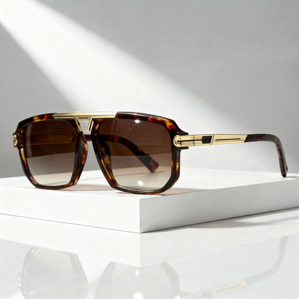 Formentera - Oversized Square Sunglasses with Gold Metal Bridge