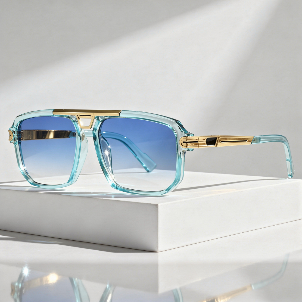 Formentera - Oversized Square Sunglasses with Gold Metal Bridge