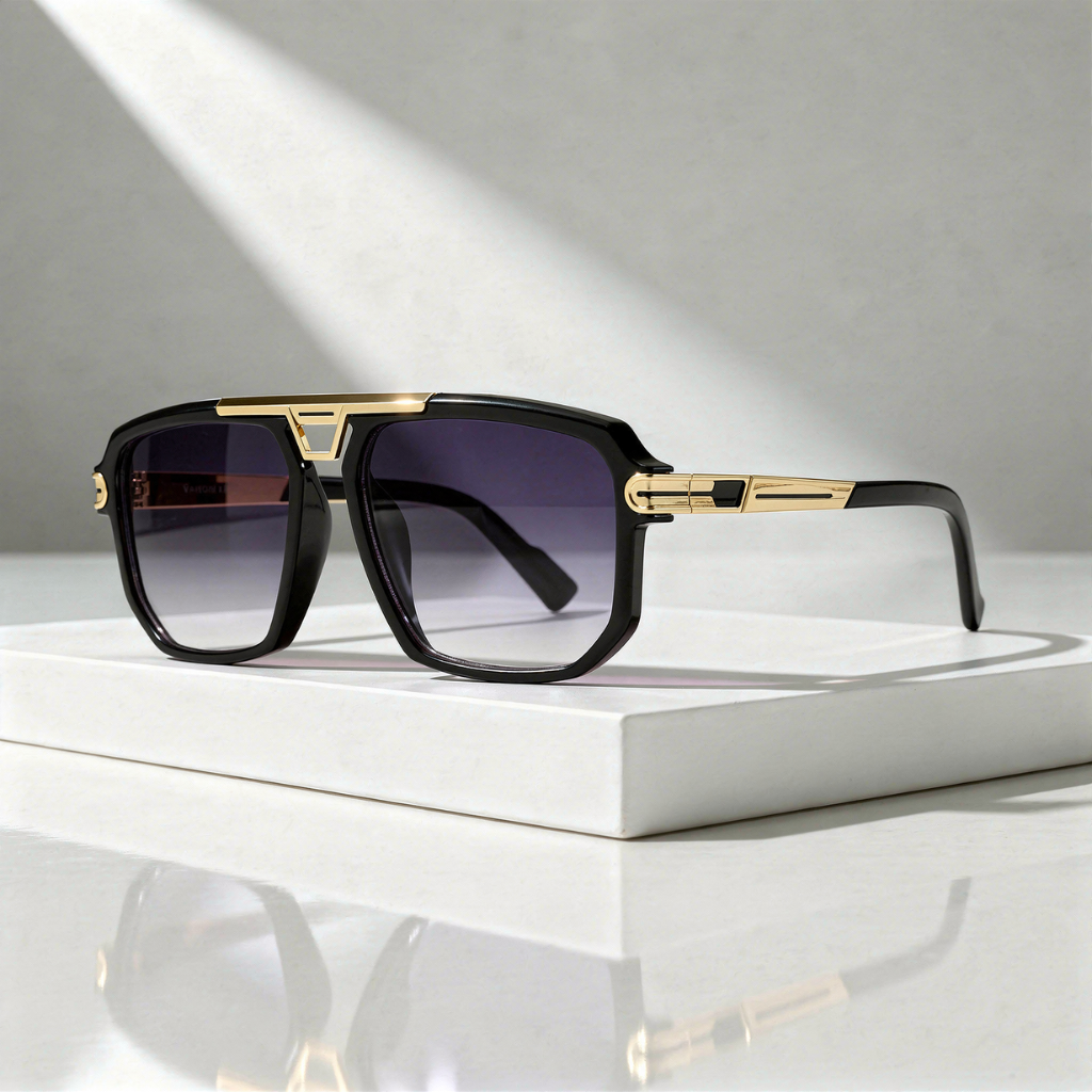 Formentera - Oversized Square Sunglasses with Gold Metal Bridge