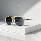 Formentera - Oversized Square Sunglasses with Gold Metal Bridge