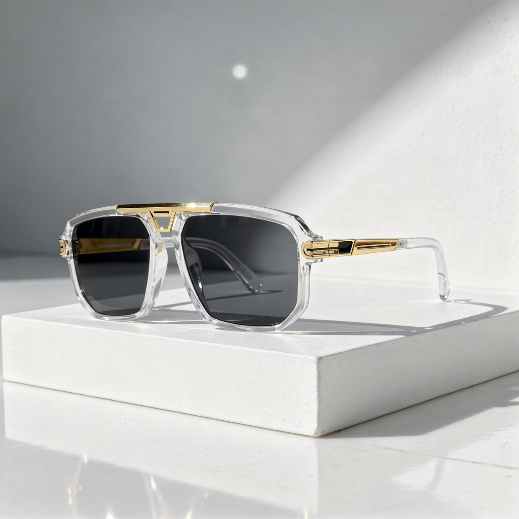 Formentera - Oversized Square Sunglasses with Gold Metal Bridge