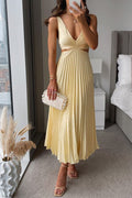Georgina - Women's Sleeveless V-Neck Pleated Maxi Dress