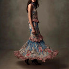 Ginette - Women's Halter High-Neck Floral Chiffon Maxi Dress 2