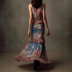 Ginette - Women's Halter High-Neck Floral Chiffon Maxi Dress 3