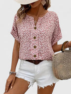 Giselle - Women's Button-Front Floral Top