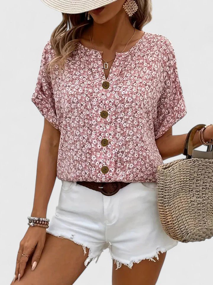 Giselle - Women's Button-Front Floral Top