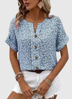 Giselle - Women's Button-Front Floral Top