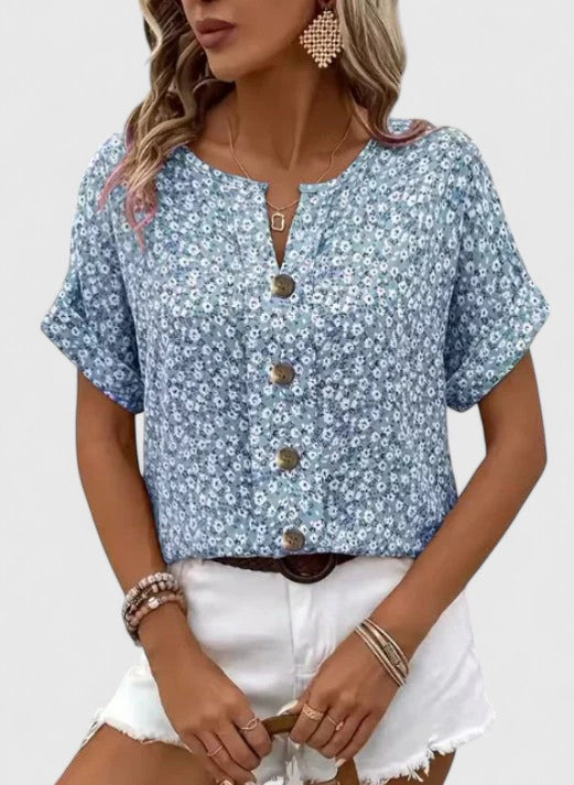 Giselle - Women's Button-Front Floral Top