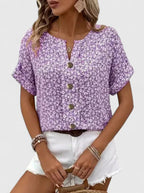 Giselle - Women's Button-Front Floral Top