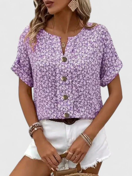 Giselle - Women's Button-Front Floral Top