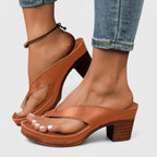Hadley - Women's Thong Sandals with Chunky Heel