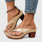 Hadley - Women's Thong Sandals with Chunky Heel