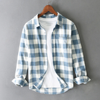James - Men's Brushed Cotton Check Long Sleeve Plaid Shirt 1