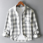 James - Men's Brushed Cotton Check Long Sleeve Plaid Shirt 3
