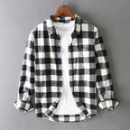 James - Men's Brushed Cotton Check Long Sleeve Plaid Shirt 4