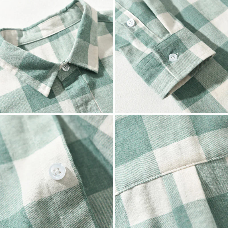 James - Men's Brushed Cotton Check Long Sleeve Plaid Shirt 5
