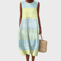 Jennifer - Women's Sleeveless Tiered Linen Midi Dress