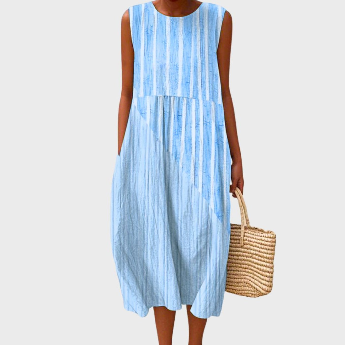 Jennifer - Women's Sleeveless Tiered Linen Midi Dress