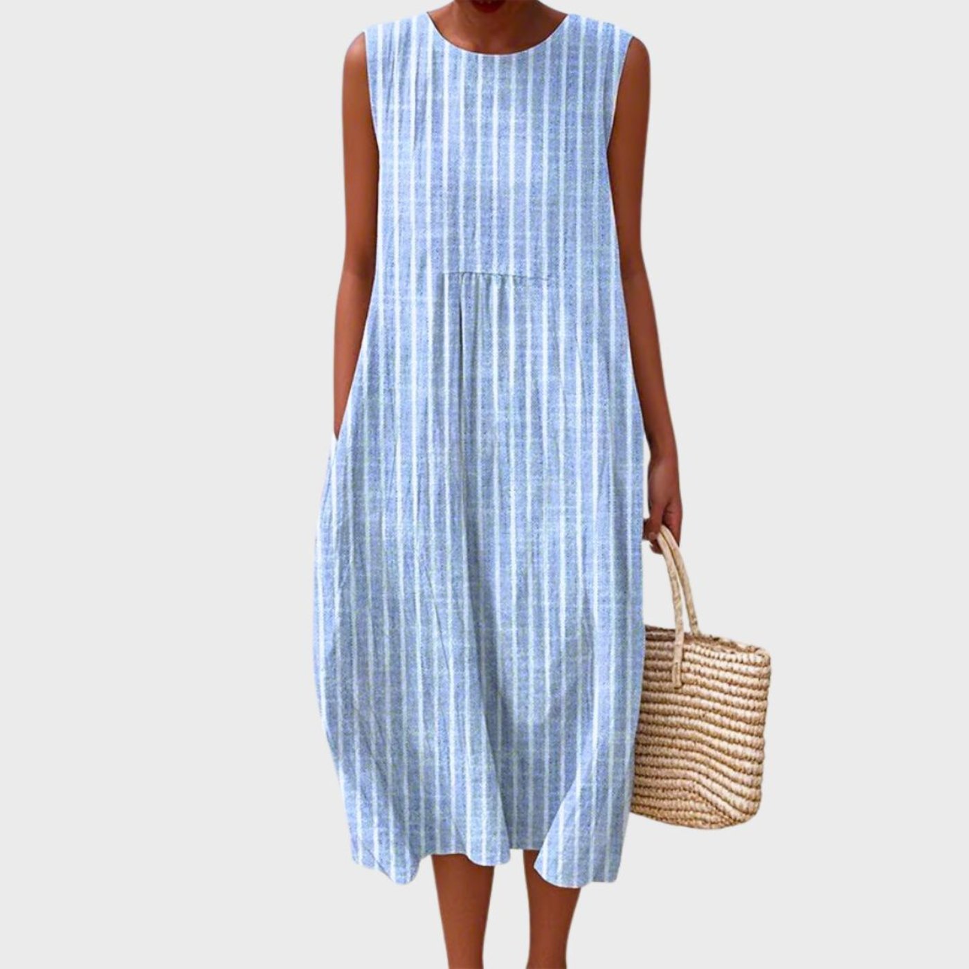Jennifer - Women's Sleeveless Tiered Linen Midi Dress