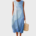 Jennifer - Women's Sleeveless Tiered Linen Midi Dress