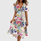 Katie - Women's Floral V-Neck Wrap Midi Dress