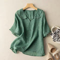Keira - Women's Button-Front Blouse with Scalloped Collar