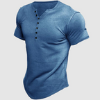 Ken - Men's Button-Neck Short Sleeve Cotton Henley T-Shirt 1