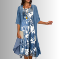 Kendall - Women's Floral Slip Dress with Sheer Duster Cardigan