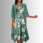 Kendall - Women's Floral Slip Dress with Sheer Duster Cardigan