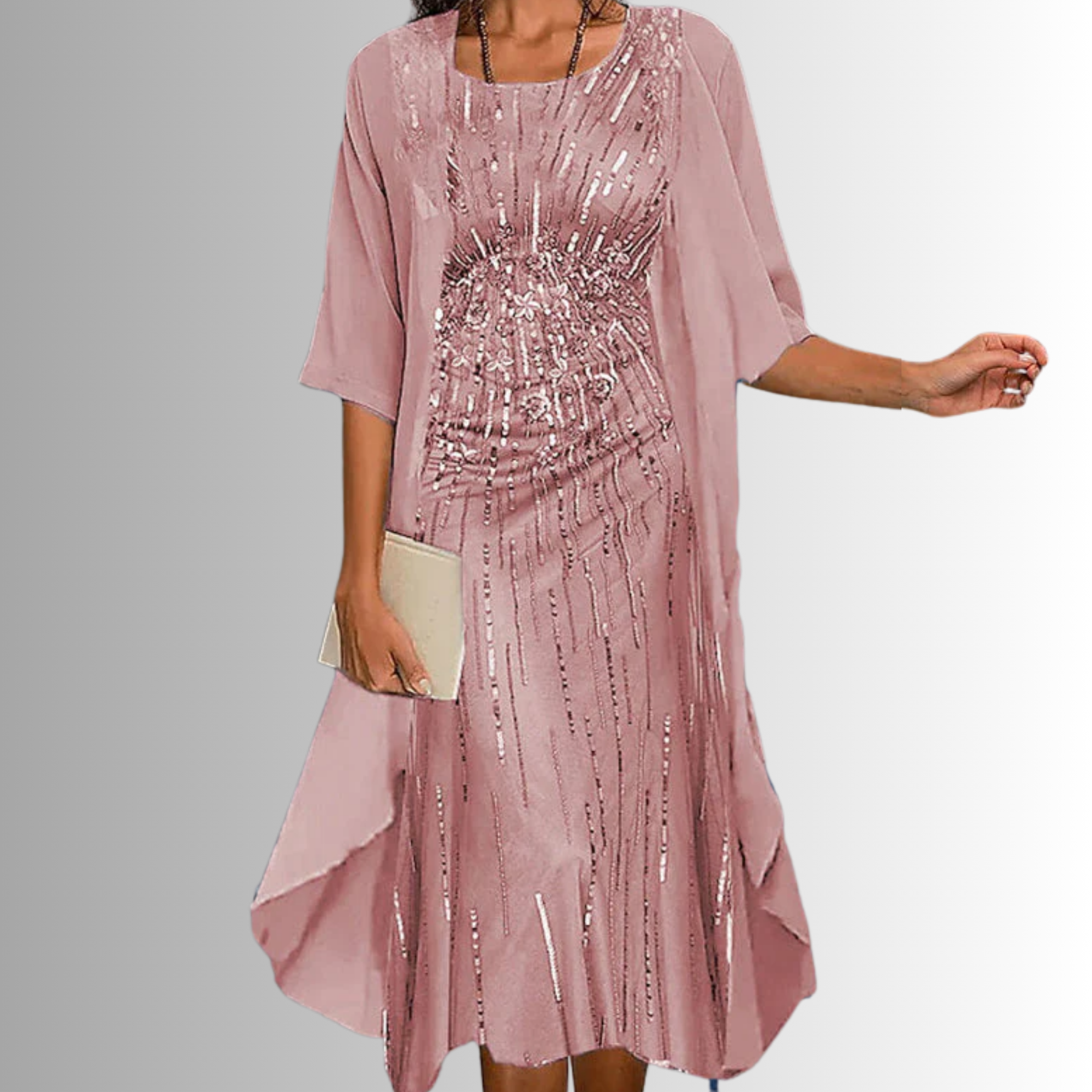 Kendall - Women's Floral Slip Dress with Sheer Duster Cardigan