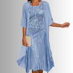 Kendall - Women's Floral Slip Dress with Sheer Duster Cardigan