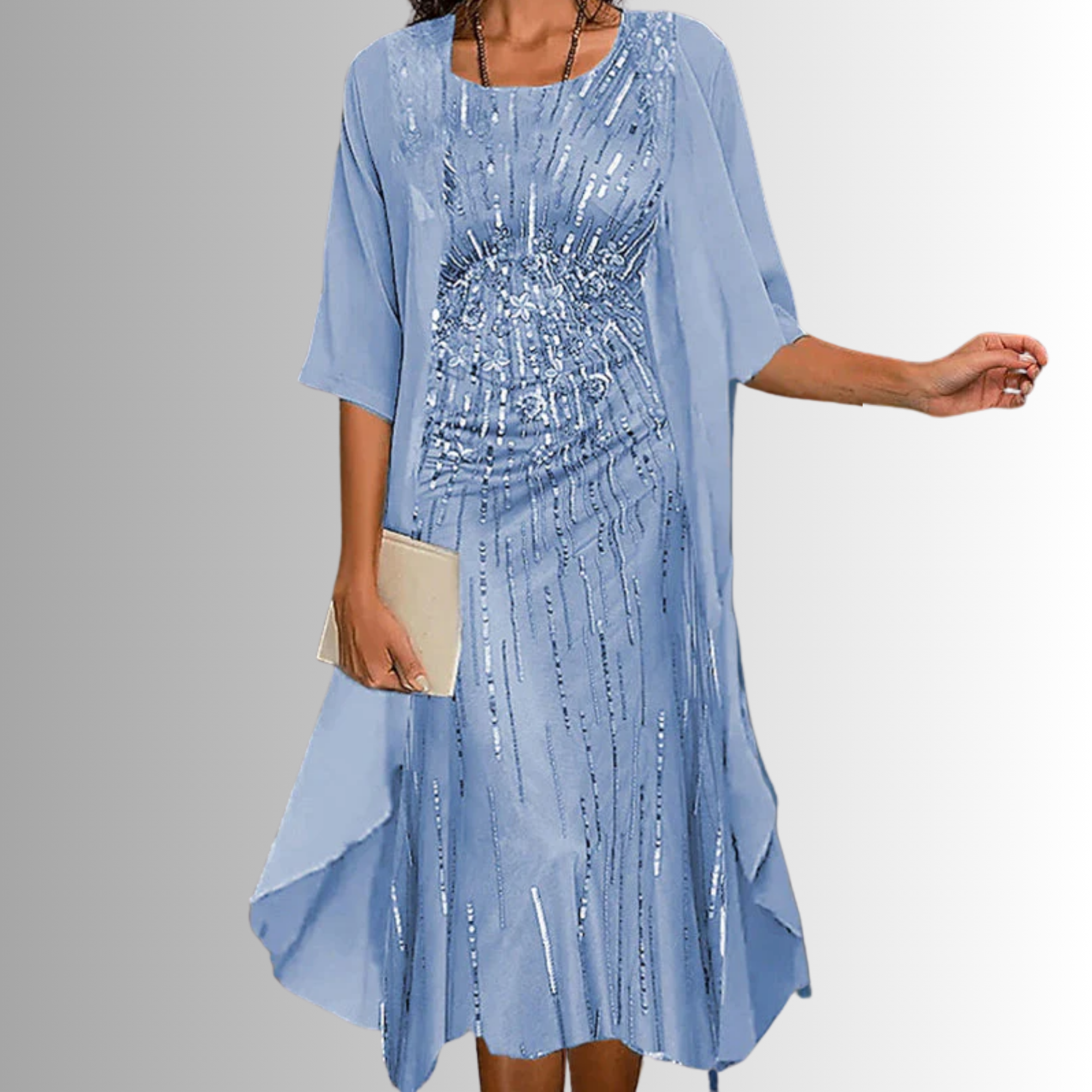 Kendall - Women's Floral Slip Dress with Sheer Duster Cardigan