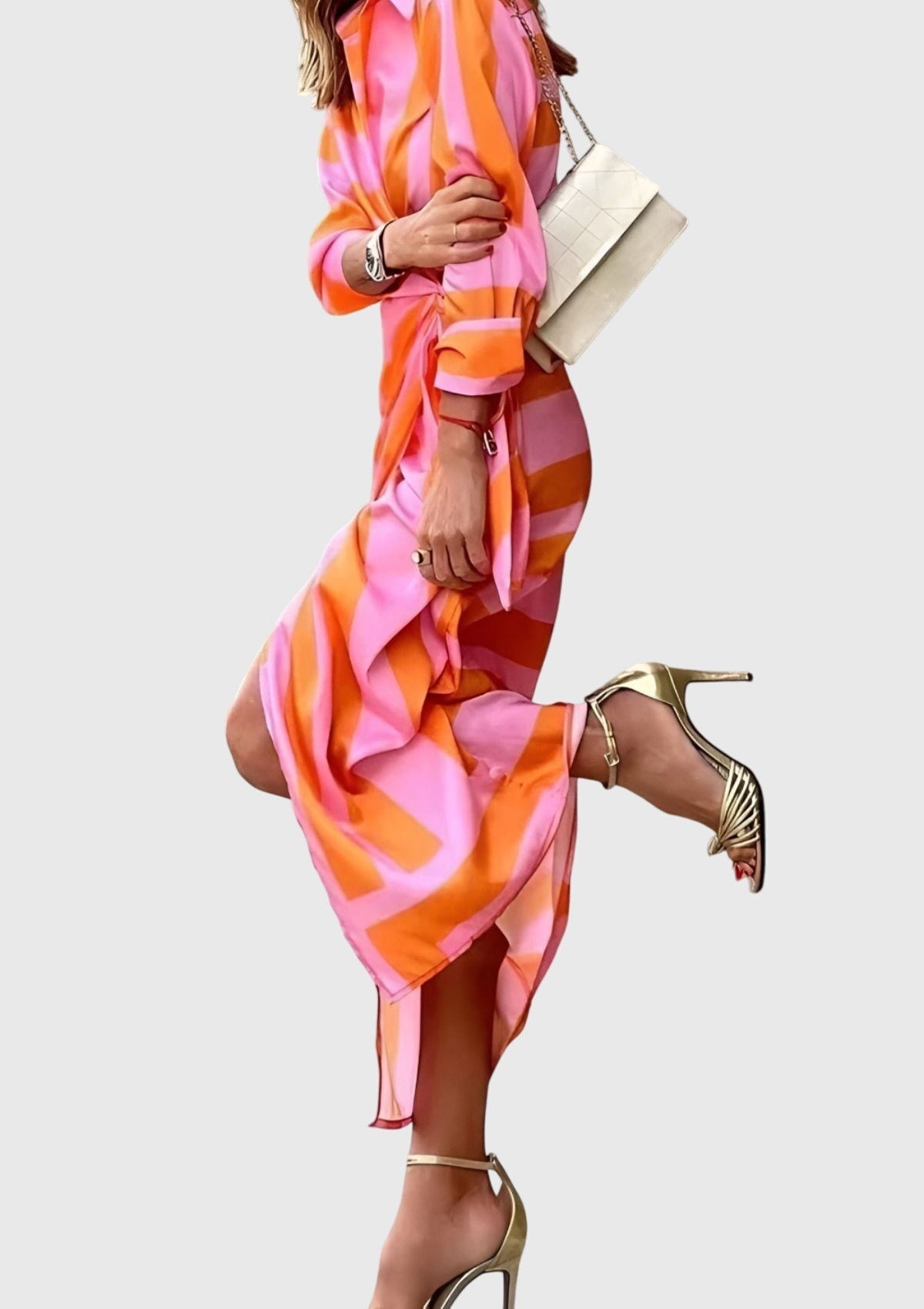 Lacey - Women's Striped Wrap Midi Dress