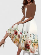 Lorraine - Women's Floral Midi Dress with Cropped Cardigan