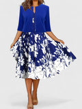 Lorraine - Women's Floral Midi Dress with Cropped Cardigan