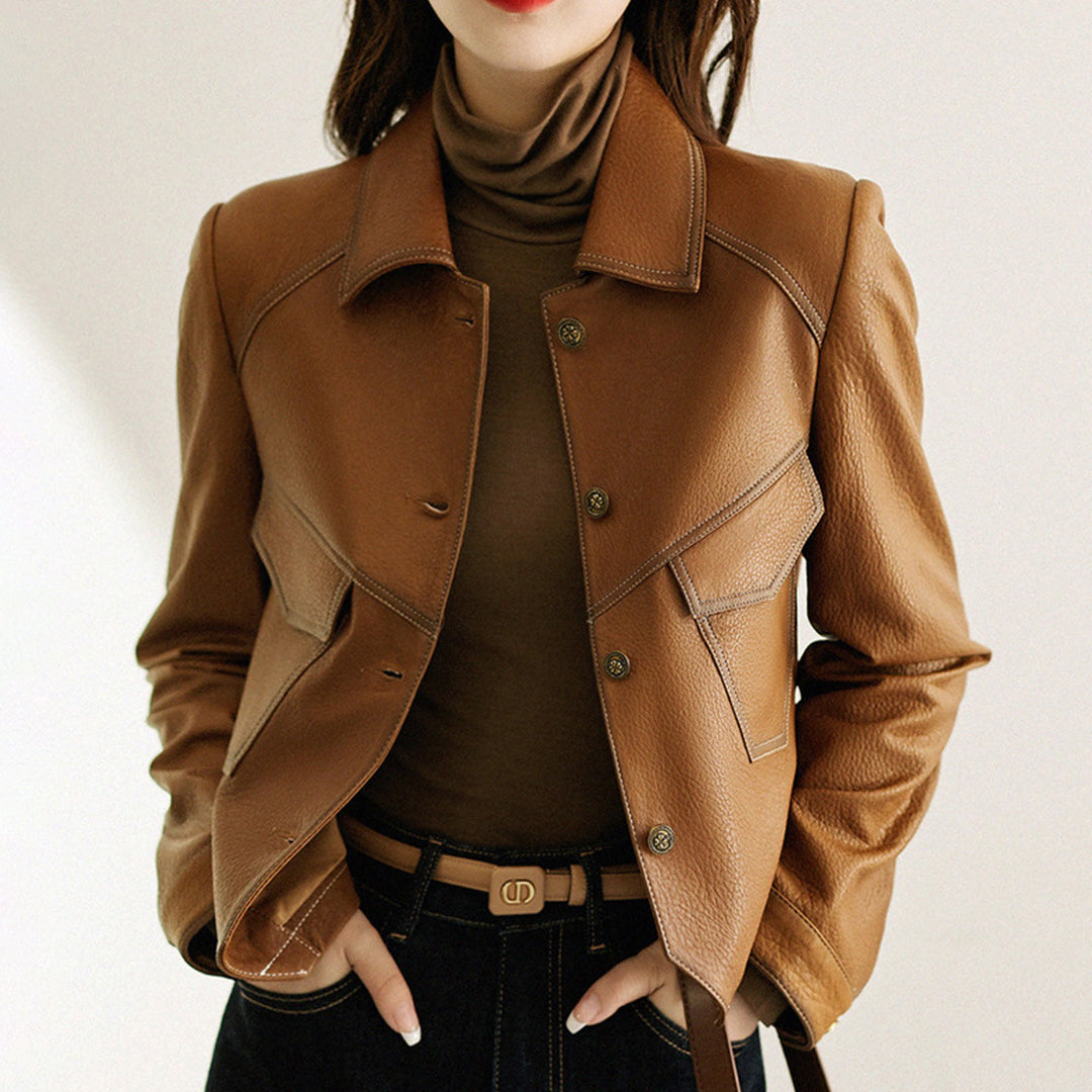 Lucille - Women's Faux Leather Biker Jacket 2